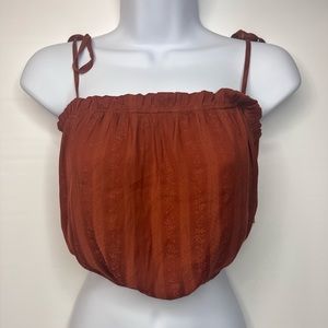 PACSUN LOTTIE MOSS - BURNT ORANGE TIE TANK TOP